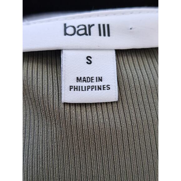 Bar III Dusty Olive Ribbed Twist Front Bodysuit Size Small NWT - Picture 7 of 9